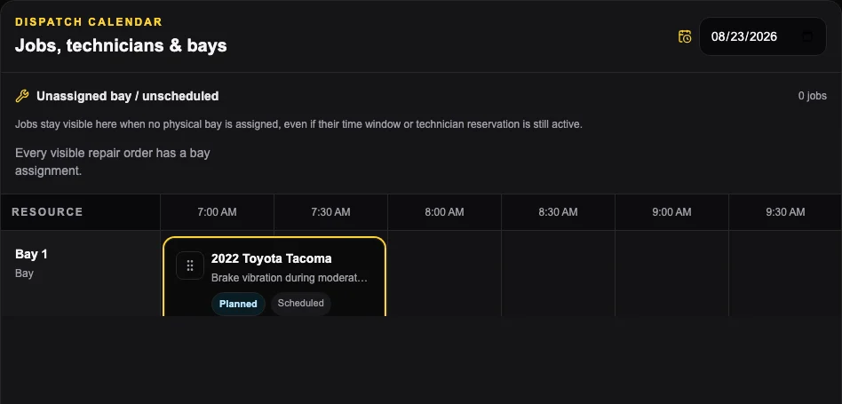 BayOps Bay Board using sanitized demo data