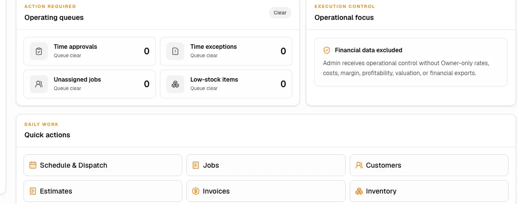 CoatOps job operations view using sanitized demo data